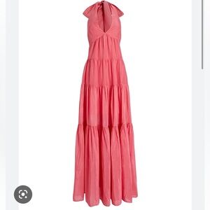 BIRD & KNOLL DILLON COTTON SILK MAXI HALTER DRESS large